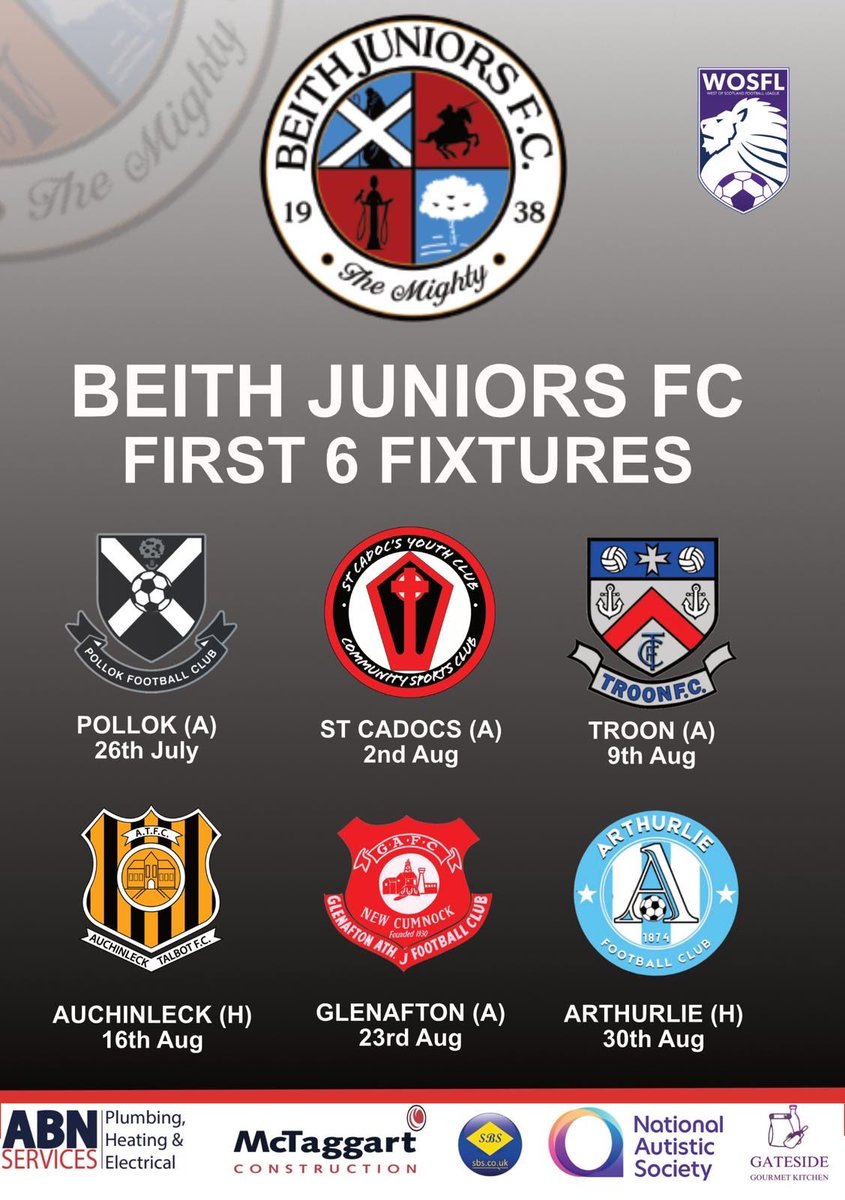 BeithJuniorsFC's tweet image. We’d love to see you at all of these to support the team!