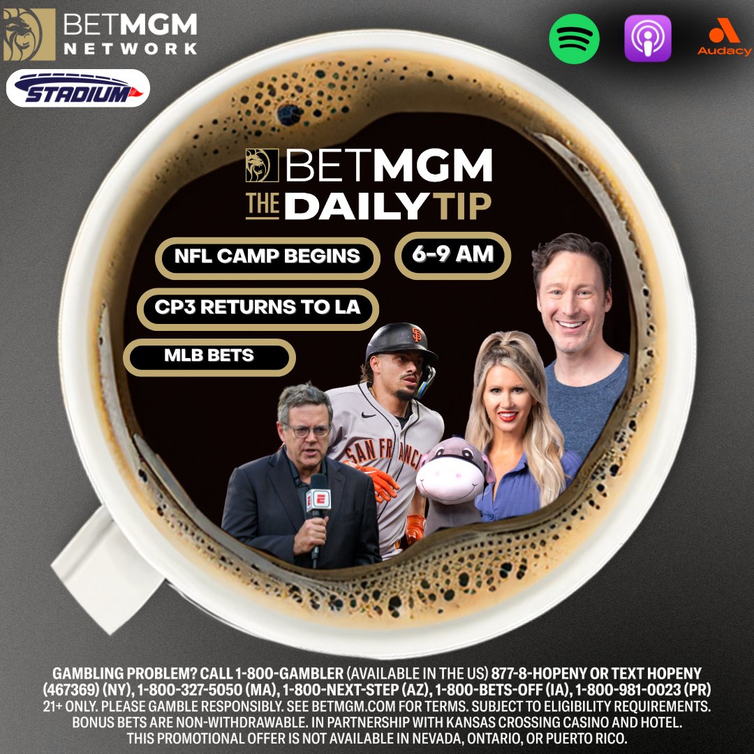 BetTheDailyTip's tweet image. 🚨 Get MORE of The Daily Tip on @BetMGMNetwork! 🚨
@JenksDC and @ChelsaMessinger are discussing the second half of the MLB season with @Buster_ESPN at 8 am!
📺 8-9 AM on @Stadium ➡️ bit.ly/43NnjVq
📻 bit.ly/40YjryP