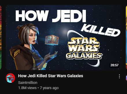 TodayinTor's tweet image. Ironic that the famous 'Jedi killed Galaxies' video uses Jedi concept art of SWTOR, when in reality it was SWTOR that killed SWG and not playable Jedi.