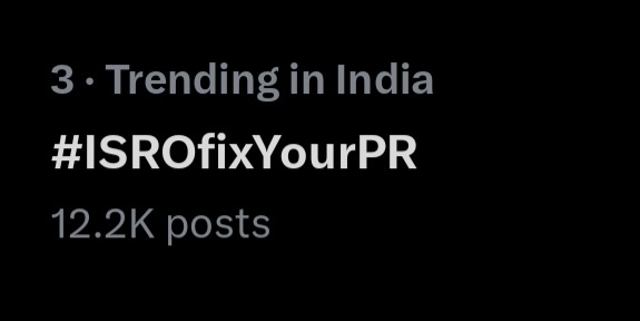 ISROSight's tweet image. 💥 We’re at #3 right now with #ISROfixYourPR!
Let’s not settle. ISRO deserves to be at the top – just like their rockets. 🚀🔥
Keep posting, keep replying, keep quoting with #ISROfixYourPR Let’s take this to #1 today!