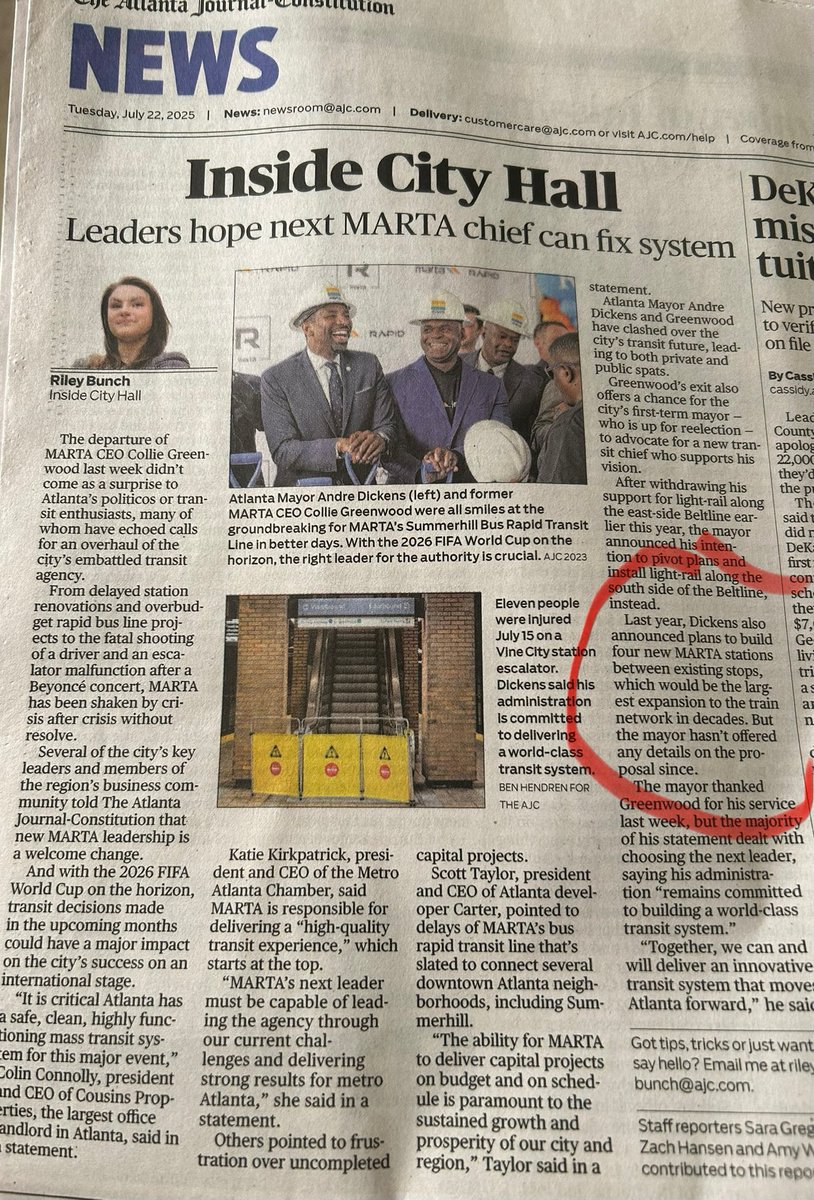 R_A_Belcher's tweet image. @ajc reminds us this morning that pretending the departure of the MARTA boss was related to his immigration status was nonsense. Lying is another way to put it. The story also reminds us of the mayor’s fantasy about 4 new MARTA stations.