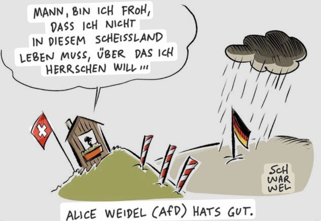 mandy (@mandy_spr) on Twitter photo Wenn <a href="/Alice_Weidel/">Alice Weidel</a> nicht einmal drei gute Dinge an und in diesem Land benennen kann, stellt sich ernsthaft die Frage:
Was treibt die eigentlich hier? #antifaschistischermittelfinger
#FCKAfD #AfDVerbotjetzt #verpissdich Wenn <a href="/Alice_Weidel/">Alice Weidel</a> nicht einmal drei gute Dinge an und in diesem Land benennen kann, stellt sich ernsthaft die Frage:
Was treibt die eigentlich hier? #antifaschistischermittelfinger
#FCKAfD #AfDVerbotjetzt #verpissdich