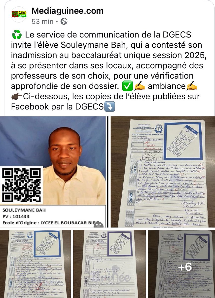 Lamarana95's tweet image. De là, On peux dire les examens sont transparents !! ✅️🇬🇳
#Guinee
