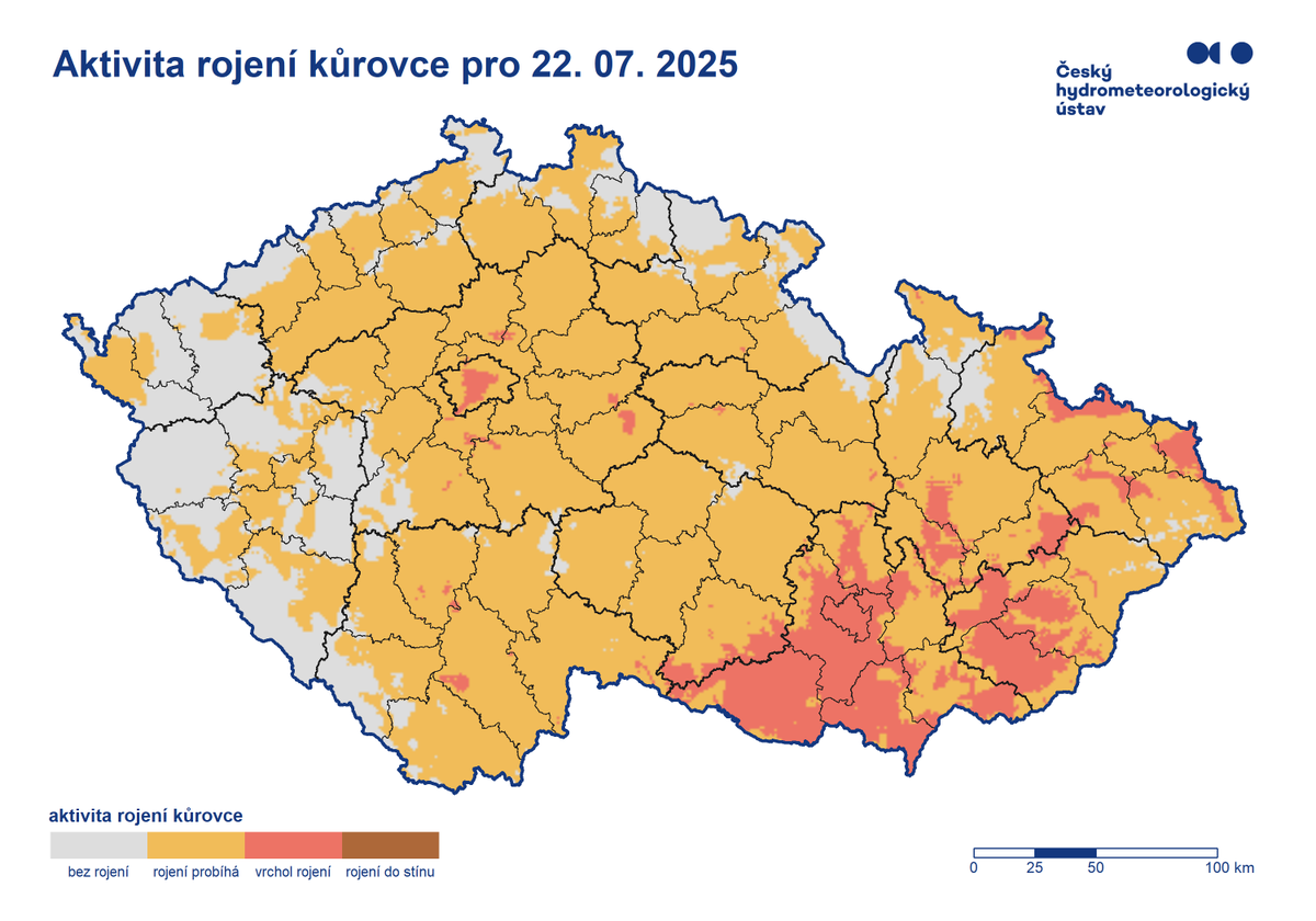 🌼 Počasí a živá příroda

🎋 Vývoj vegetace je v těchto dnech stále místy mírně zrychlený, hlavně v horských polohách. Lípy odkvétají i ve vyšších polohách, vrbky rozkvetly v podhorských a horských lokalitách. Pokračuje sklizeň obilovin.

🌾 Pylová sezóna trav, jitrocele, šťovíku