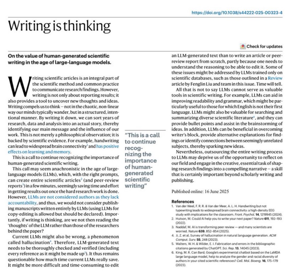 Writing is more than words on a page. It’s how we think, feel, and make sense of the world. As AI takes control of that process more and more, it’s important to remember the power of writing as a deeply human act.