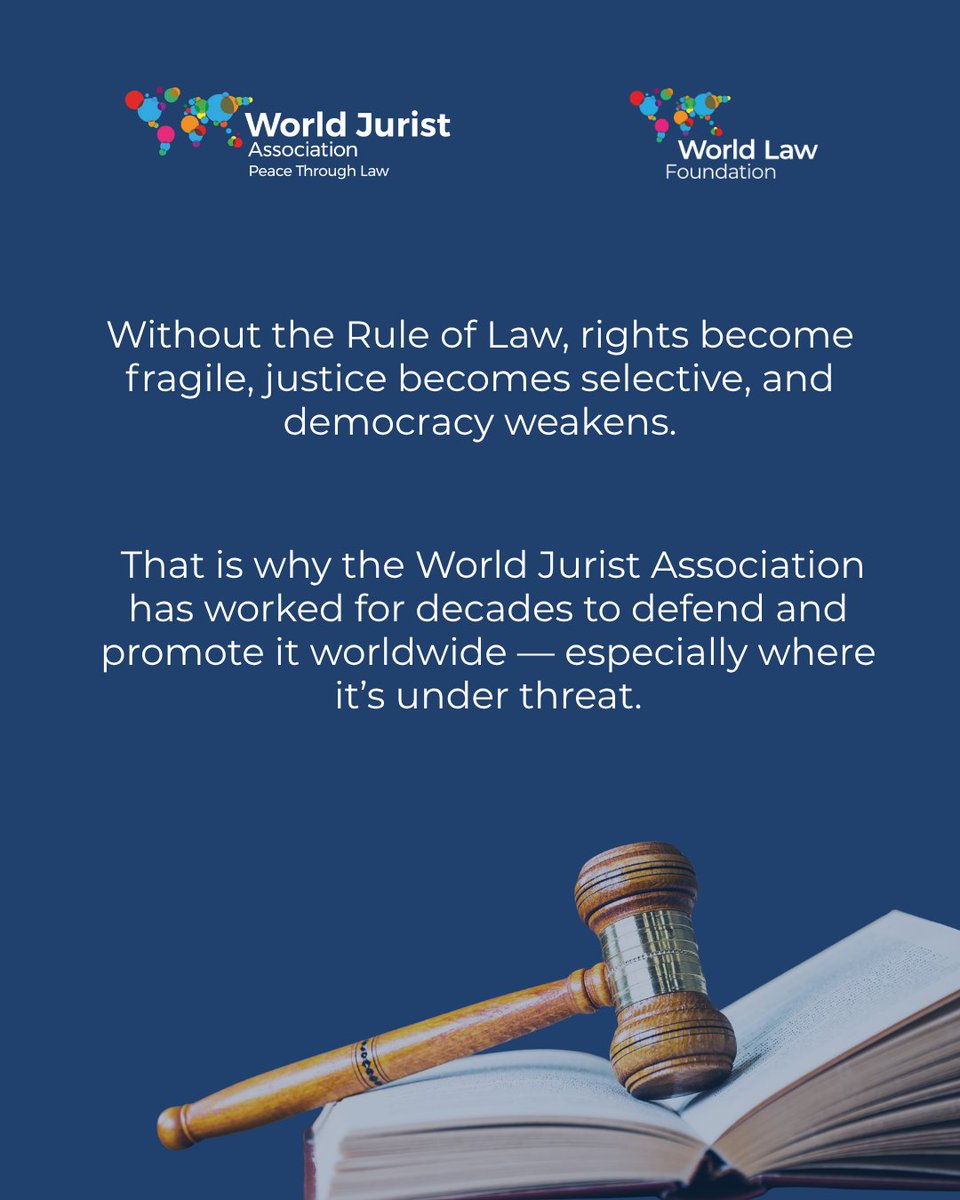 What does the #RuleofLaw mean? It’s the foundation of justice, democracy, and equality. It limits power, protects rights, and ensures fairness for all.

At the #WorldJuristAssociation, we are committed to safeguarding this vital principle worldwide