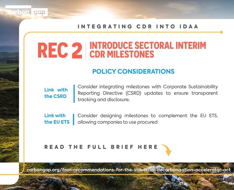 CarbonGap's tweet image. IDAA'nt know about you, but we think the Industrial Decarbonisation Accelerator Act should introduce sectoral interim CDR milestones to gradually build up the permanent CDR and get us to net zero. Here's why 👇 carbongap.org/four-recommend…
Carbon removals are particularly relevant…