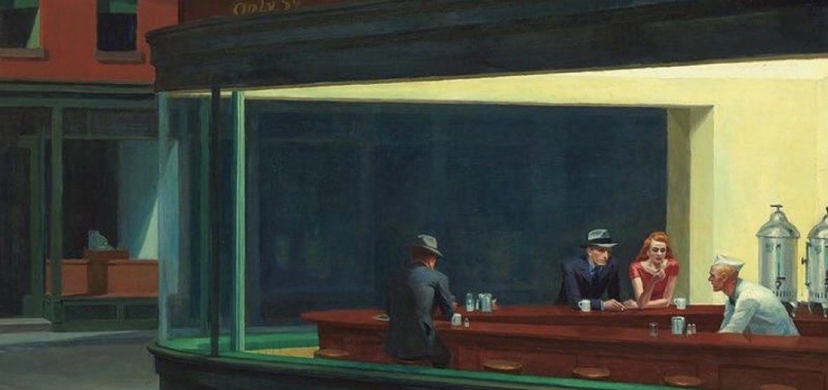 Peine01's tweet image. Edward Hopper war ein Maler des Realismus, der in urbanen Szenen wie in seinem berühmten Ölgemälde „Nighthawks" (1942) Ödnis und Einsamkeit des zeitgenössischen amerikanischen Lebens portraitierte.
22. Juli 1882 - 15. Mai 1967