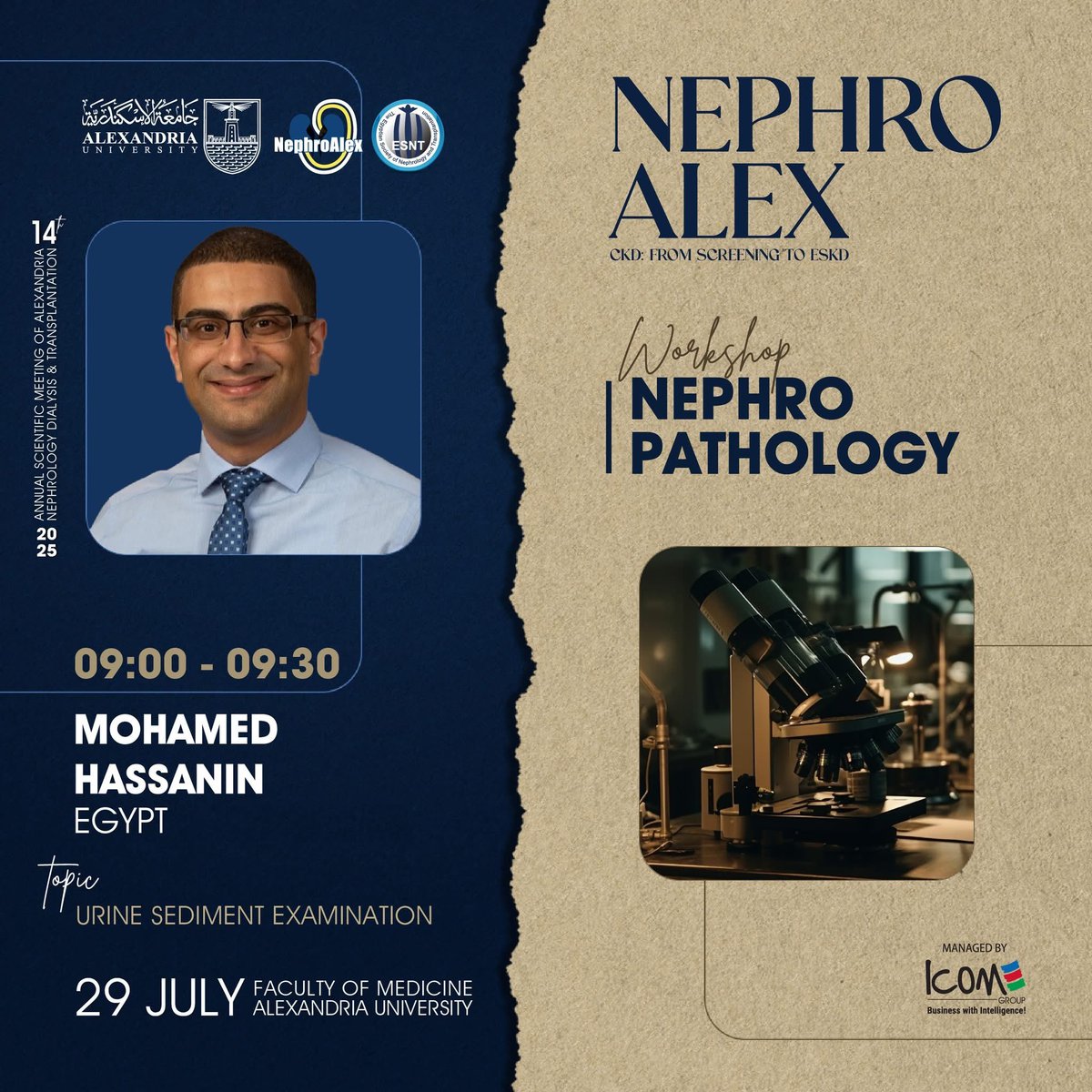🔬 Urine Microscopy Workshop in Alexandria, Egypt —
•🧪 Why it matters: Urine sediment exam is often the first clue to diagnosis and can guide when to pursue a kidney biopsy.
•🖥️ Kickoff mini-talk: Basics of urine microscopy—what to look for &amp; how to interpret.
•👐 Hands-on