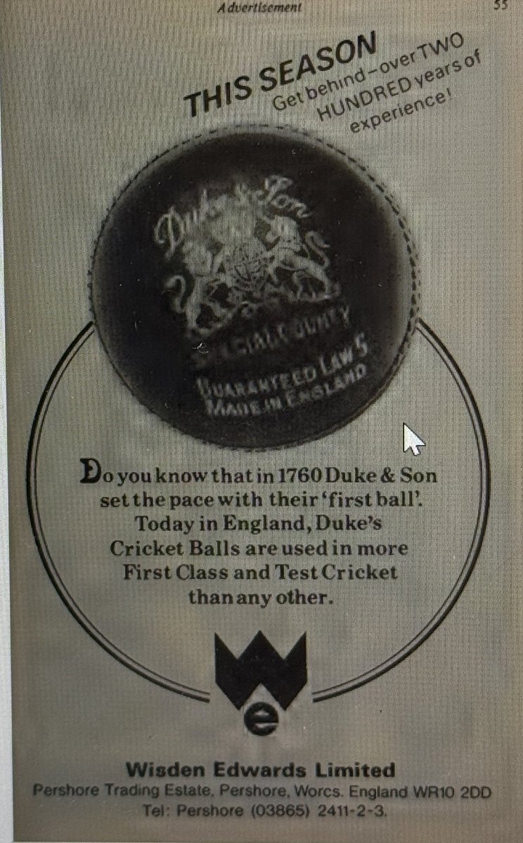 nimishdubey's tweet image. As a dispute rages over the quality of cricket balls in the England vs India series, it is kind of appropriate to recall this ad for Duke’s in the 1979 issue of Wisden!