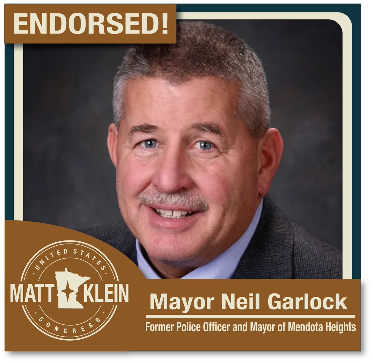 DrMattKleinMN's tweet image. Neil Garlock has spent his life serving our country with honor and distinction--as a Marine, a police officer, and as a dedicated Mayor. His endorsement is a true honor.