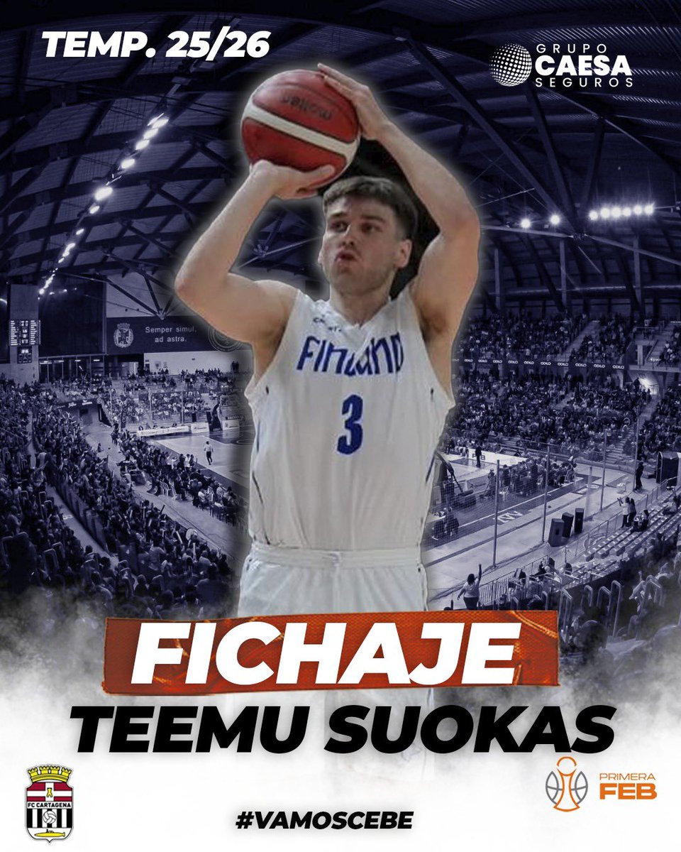 ✅ FICHAJE 

👏🏼 Desde Finlandia a Cartagena , visión , carácter y talento para liderar el juego albinegro 

🇫🇮 Internacional categorías inferiores 

🤝 Teemu Suokas nuevo jugador de 𝑮𝒓𝒖𝒑𝒐 𝑪𝑨𝑬𝑺𝑨 𝑺𝒆𝒈𝒖𝒓𝒐𝒔 FC Cartagena CB

#BienvenidoTeemu
