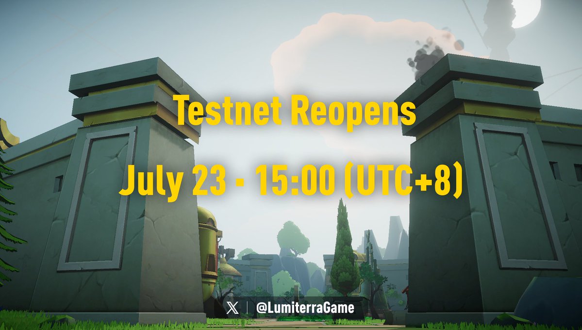 LumiterraGame's tweet image. 📢 NA server is ready — and we're almost set to go live again!
The Lumiterra Testnet will reopen on July 23 at 15:00 (UTC+8).
This round will focus on:
✅ Regional performance
✅ Server load & concurrency
✅ System stability
Get ready to dive back in — your feedback shapes the…