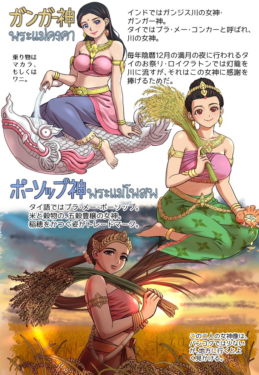 taarekrek's tweet image. タイの神様図鑑12
精霊信仰
ガンガー神、ポーソップ神、ナーンクワック、ルーシー(ルーシーターファイ、ジーヴァカ、ルーシーナーロート、etc.)