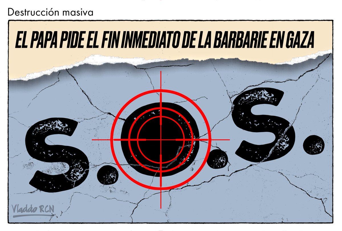 VLADDO's tweet image. León XIV tiene motivos de sobra para preocuparse por lo que está pasando en la Franja de Gaza. — #TrazosDelMundo, en @NoticiasRCN