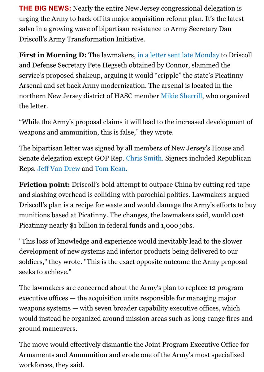 reporterjoe's tweet image. Full Metal Jersey: Lawmakers rip Army reorg, w/ @connorobrienNH in today's Morning D.