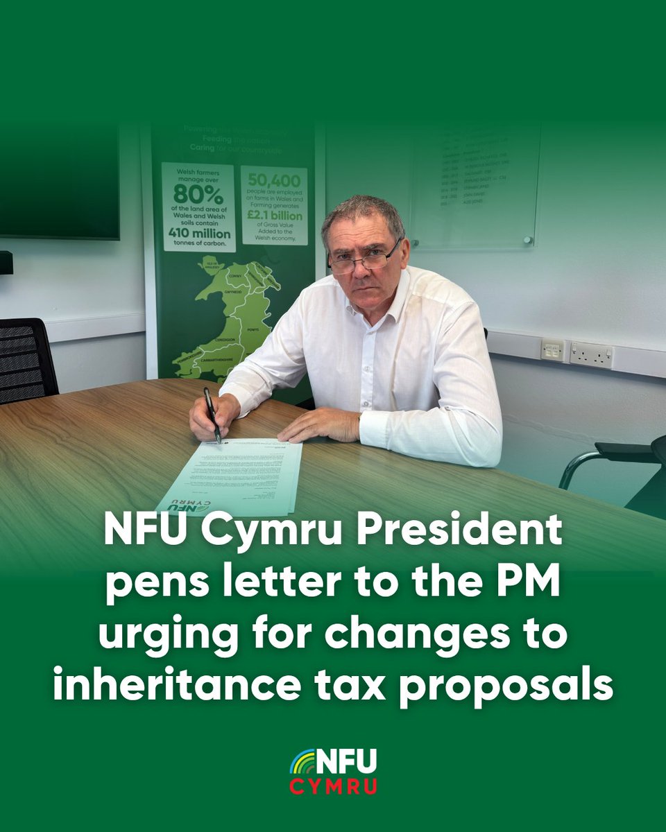 NFU Cymru 🚜 (@nfucymru) on Twitter photo Our President <a href="/AledNfu/">Aled Jones NFU Cymru</a> has written to the Prime Minister urging for changes to the UK Government inheritance tax proposals which are causing ‘distress and torment’ to the nation’s farmers.
➡️ ow.ly/rict50Wteyt Our President <a href="/AledNfu/">Aled Jones NFU Cymru</a> has written to the Prime Minister urging for changes to the UK Government inheritance tax proposals which are causing ‘distress and torment’ to the nation’s farmers.
➡️ ow.ly/rict50Wteyt