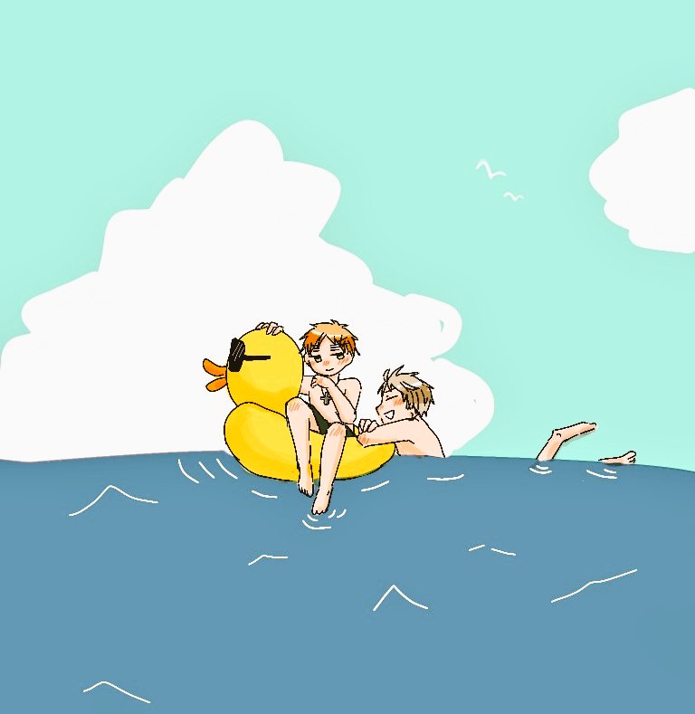 nyanko28ga's tweet image. 夏ですね（ギルアサ）