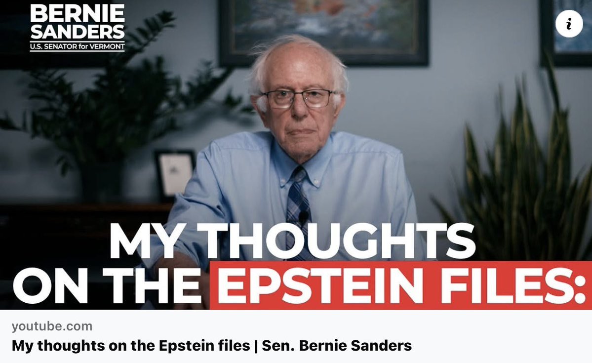 My thoughts on the Epstein files | Sen. Bernie Sanders youtu.be/I9R3Kp5kcUM?si… via <a href="/YouTube/">YouTube</a>