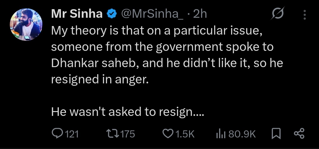 TARUNspeakss's tweet image. Yesterday, he was saying that Dhankhar was set to get even a bigger responsibility than being a vice-president.😂😂