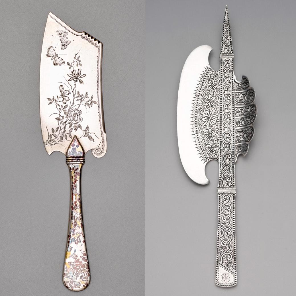 BiancoDavinci's tweet image. We used to make such pretty daily objects β ice cream knife | ice cream hatchet. United States, 1880β1884