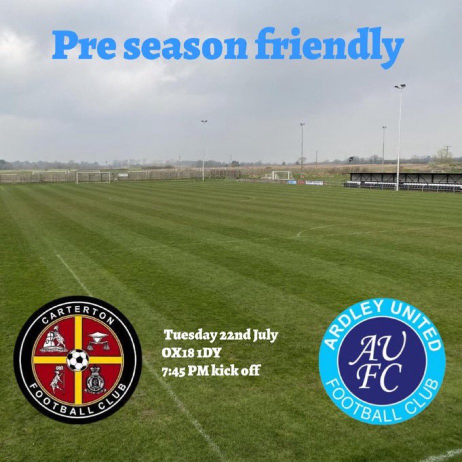 Carterton FC (@cartertonfc2018) on Twitter photo Our preseason continues as we take on Ardley <a href="/ardleyunitedfc/">Ardley United FC</a> this evening at Kilkenny Lane , 7.45pm KO
<a href="/NonLeaguePaper/">The Non-League Paper</a> <a href="/NonLeagueCrowd/">Non League Crowds</a> <a href="/NonLeagueBall/">Non-League Football</a> <a href="/ProcisionOxford/">Procision Oxford Football Academy</a> Our preseason continues as we take on Ardley <a href="/ardleyunitedfc/">Ardley United FC</a> this evening at Kilkenny Lane , 7.45pm KO
<a href="/NonLeaguePaper/">The Non-League Paper</a> <a href="/NonLeagueCrowd/">Non League Crowds</a> <a href="/NonLeagueBall/">Non-League Football</a> <a href="/ProcisionOxford/">Procision Oxford Football Academy</a>