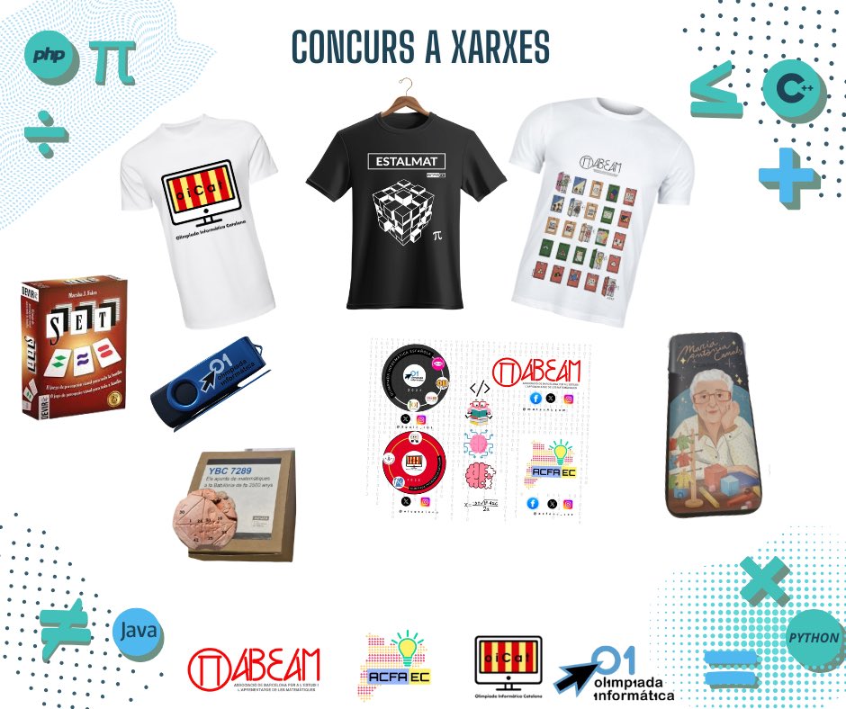 acfaec_cat's tweet image. 🎉 Tercera setmana del Concurs de Xarxes!
📌 Aquesta setmana, per participar has de:
✔️ Seguir a: @acfaec_cat , @matesAbeam , @oicatalana , @Spain_IOI
✔️ Fer “m’agrada” a totes les publicacions del concurs
✔️ Etiquetar 2 amics en la publicació d’aquesta setmana