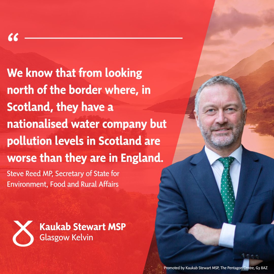 🥀Despite claims by Steve Reed, Scottish Water is world renowned. 

🏴󠁧󠁢󠁳󠁣󠁴󠁿87% of Scotland's entire water environment is assessed by SEPA as having a 'high' or 'good' classification for water quality - up from 82% in 2014.

Public ownership is not just possible, it works in Scotland.