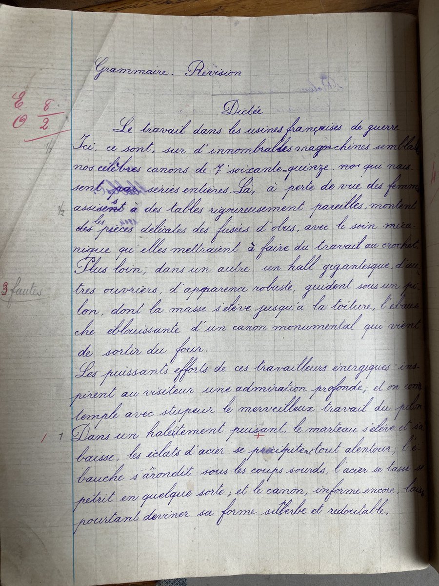 Cahier d’une écolière normande principalement pour l’année 1917. Les thèmes sont évocateurs. Cela me rappelle les travaux de Manon Pignot