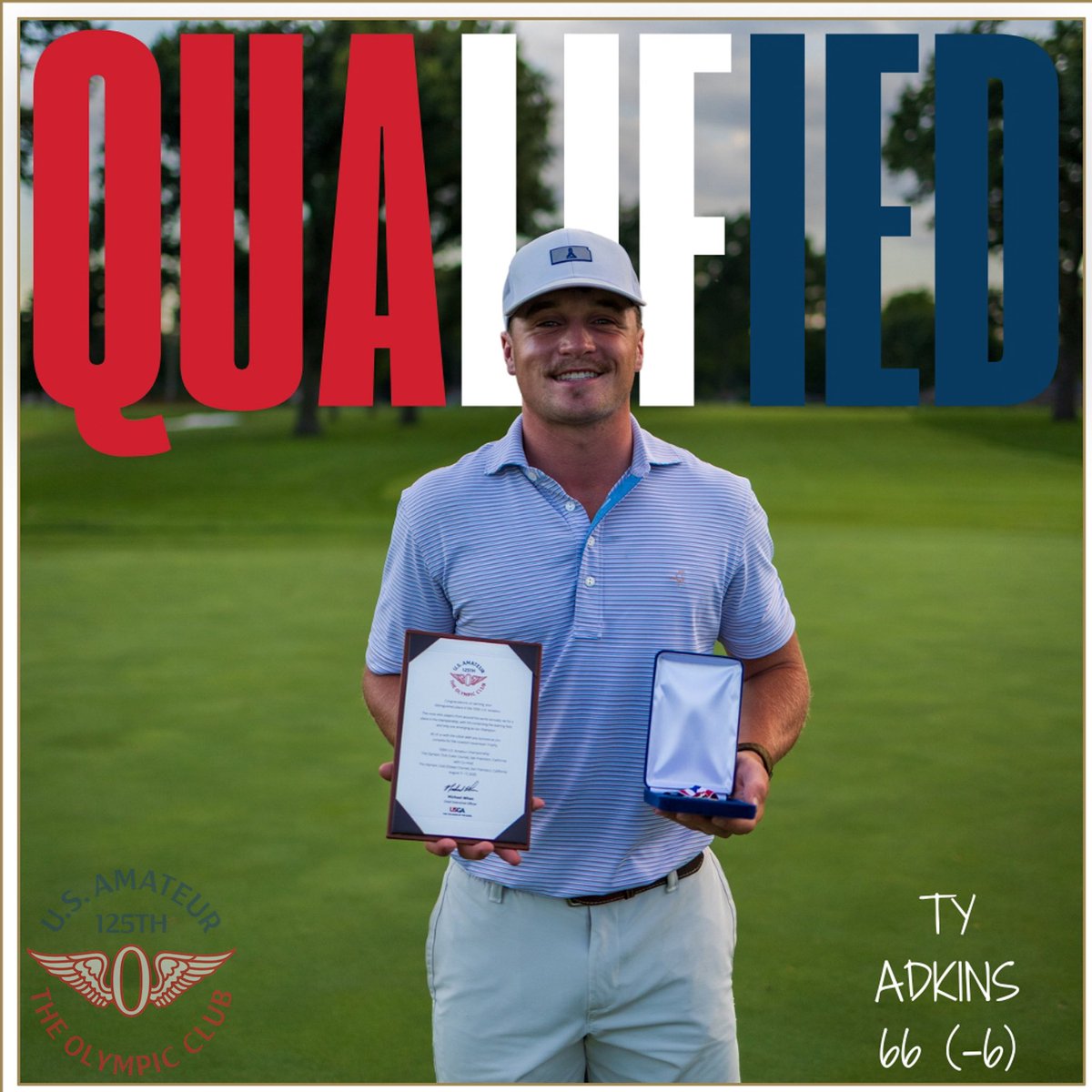 We have a Salthawk going to the USGA men's Am at Olympic CLUB IN San Francisco!! Ty was medalist at Milburn Country Club. Firing a 35-31 for a 6 under 66!! Congrats Ty!!