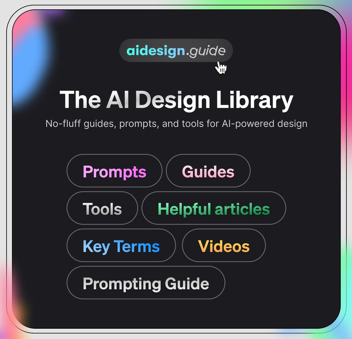 rominakavcic's tweet image. I put together a curated AI Design Library →
No-fluff guides, prompts, tools, resources that help with:
* Design system components
* Prototyping
* Automations
* Documentation
* Naming conventions
* Design tokens
* Audits 
* Accessibility

aidesign.guide