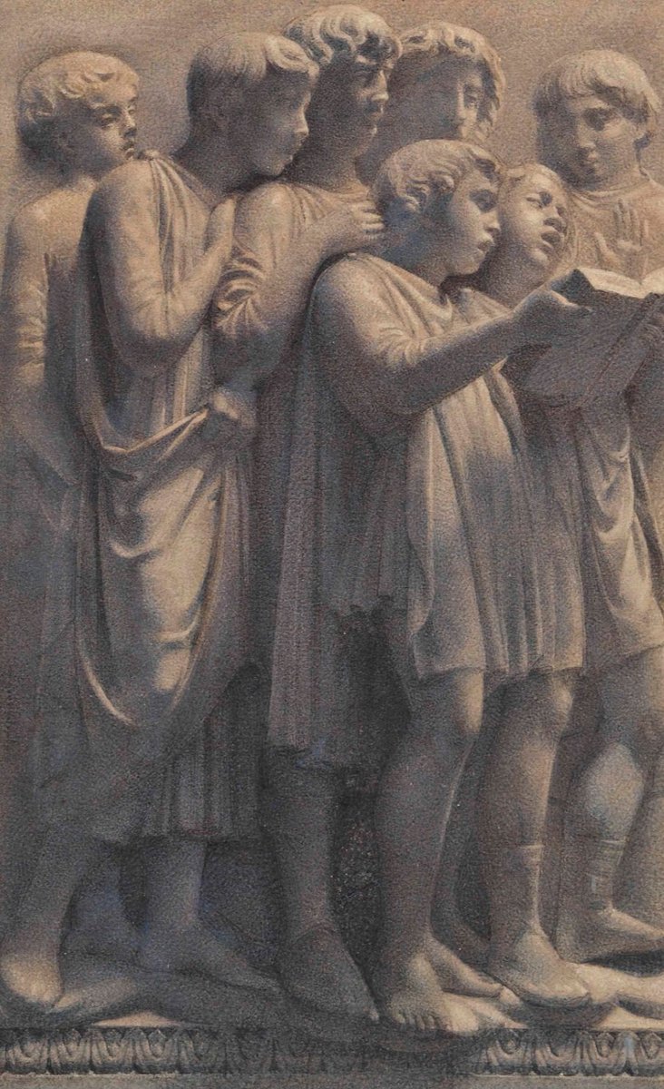 ahistoryinart's tweet image. Copying from the antique (ancient sculptures and classical works) was a core part of the curriculum for art students, particularly in the early years of their training. This watercolour and pencil work by James Hayllar depicting 'La Cantoria, Florence,' is from 1853.