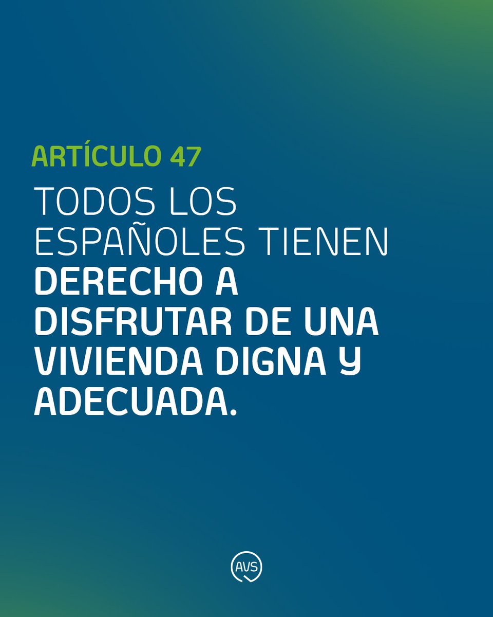📜 Artículo 47 de la Constitución Española:

"Todos los españoles tienen derecho a disfrutar de una vivienda digna y adecuada."

En AVS trabajamos para que ese derecho no se quede solo en el papel.

#ViviendaDigna #Artículo47 #ViviendaSocial #AVS