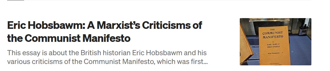 PaulAustinMurp2's tweet image. I just published Eric Hobsbawm: A Marxist’s Criticisms of the Communist Manifesto medium.com/p/eric-hobsbaw… 

This essay is about the British #historian #EricHobsbawm and his various criticisms of the #CommunistManifesto, which was first published in 1848. It specifically focuses…
