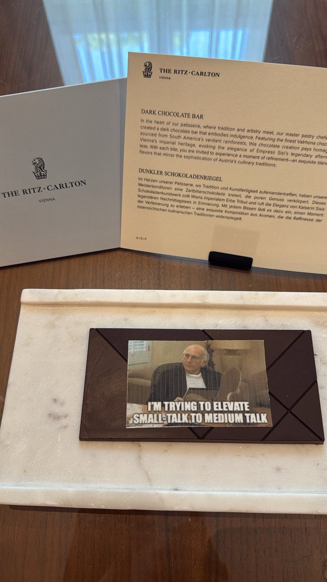 skylarromines's tweet image. Being thoughtful doesn’t need to be expensive or difficult. Finding out I love Larry David & printing a little picture is A+ hospitality >>>