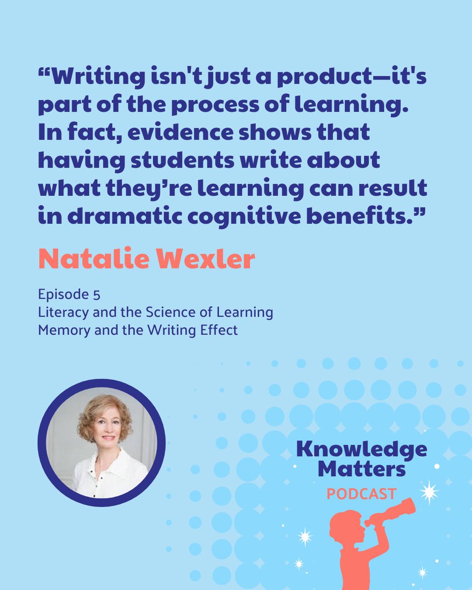 KnowledgeMatrs's tweet image. ✏️🪩Are you ready for it?!?📕⌨️
🎉Episode 5 of the #KnowledgeMatters Podcast is LIVE! Host @natwexler discusses Memory and the Writing Effect with guests Jeff Karpicke from @Purdue and John Sweller, Developer of Cognitive Load Theory! 📝🧠
🎧Listen here: tinyurl.com/ynnhd8jd