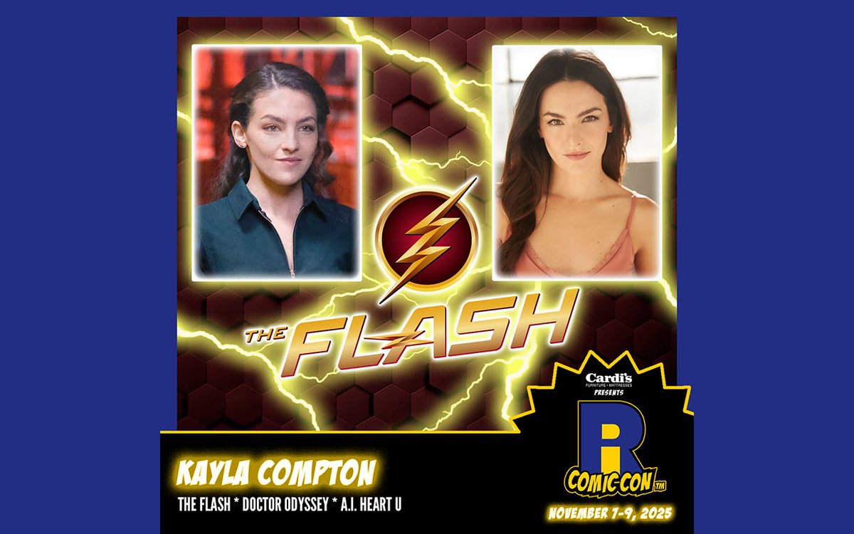 ricomiccon's tweet image. Please welcome Kayla Compton to #RICC2025 at @The_AMPPVD and @RIConvention! Kayla played Allegra Garcia in #TheFlash and Klah in A.I. Heart U. She recently appeared in Doctor Odyssey as well. Buy tickets now!