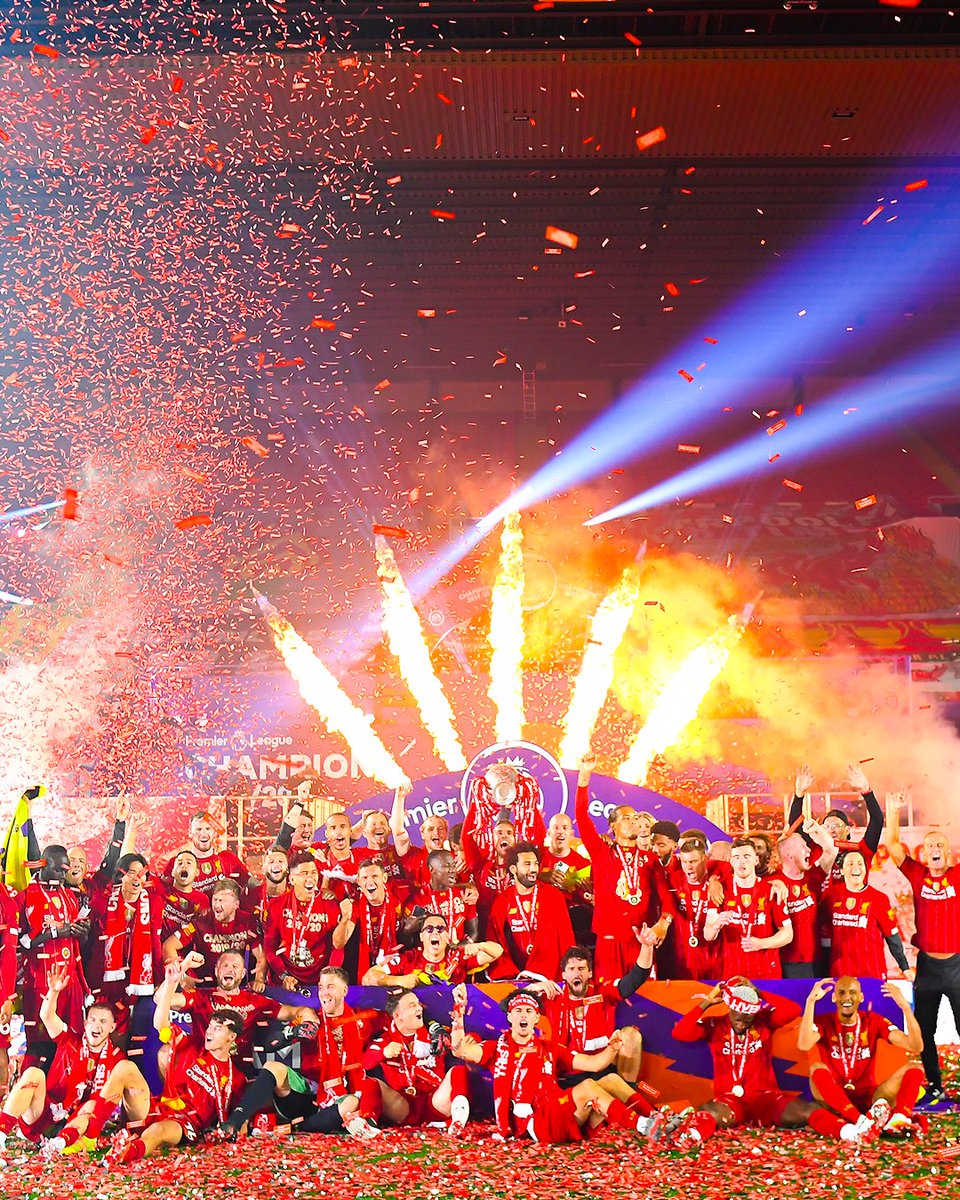 brfootball's tweet image. It's been five years since Liverpool broke their 30-year trophy drought and lifted the Premier League.
This year they got to do it again...but in front of fans ❤️