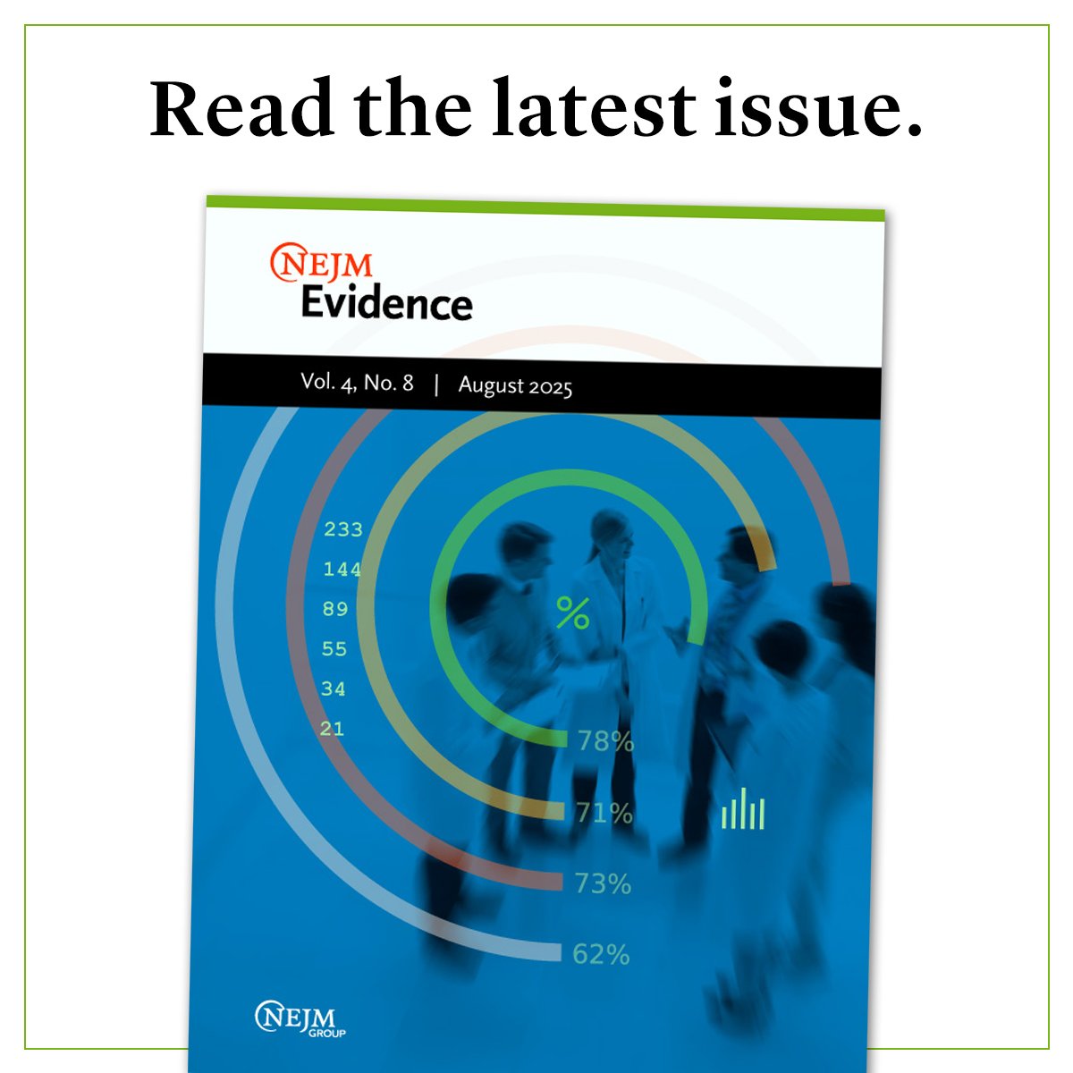 NEJMEvidence's tweet image. Volume 4 Issue 8 of 𝘕𝘌𝘑𝘔 𝘌𝘷𝘪𝘥𝘦𝘯𝘤𝘦 is now available! Here is a preview of the latest content:
𝗢𝗿𝗶𝗴𝗶𝗻𝗮𝗹 𝗔𝗿𝘁𝗶𝗰𝗹𝗲𝘀
Semaglutide in Adults with Type 1 Diabetes and Obesity eviden.cc/43YIrGt