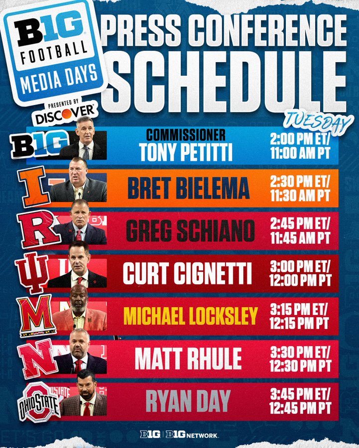 BigTenPlus's tweet image. Day 1β£ of B1G Football Media Days Is Here!
If you can't follow live on @BigTenNetwork watch replays on @BigTenPlus π
Tap π bigtenplus.com to watch