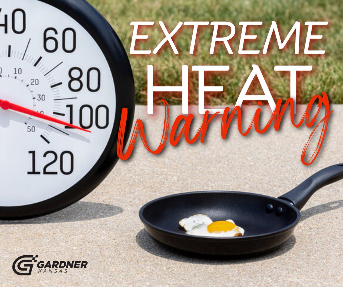 ⚠️EXTREME HEAT WARNING in effect throughout this week and likely the next! Heat index up to 107°F. Stay hydrated &amp; never leave kids or pets in vehicles.
Cooling centers:
🏢 Justice Center (8a–5p)
📚 JoCo Library – Gardner (9a–8p)
Call 911 for heat emergencies.
#BeWeatherPrepared