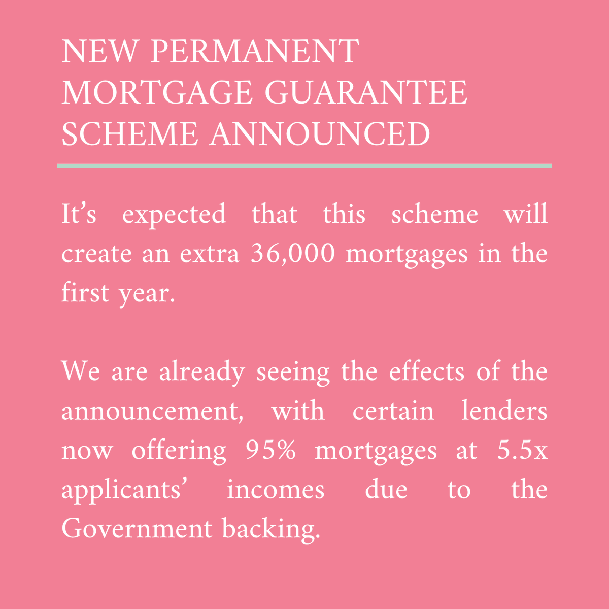Just announced: A new Permanent Mortgage Guarantee Scheme is here!

Contact us today, and our advisors can help you learn all about the new scheme 👉bit.ly/3TNwHCe