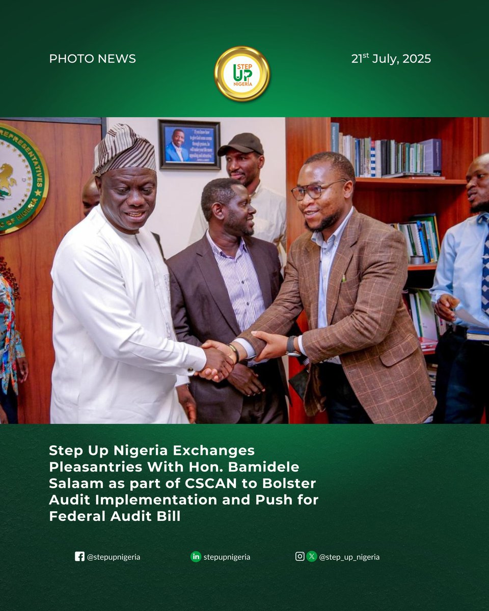 On 21 July 2025, representatives of the Civil Society Coalition on Audit in Nigeria (CSCAN) held a meeting with the Honourable Bamidele Salaam, Chairman of the House of Representatives Public Accounts Committee (<a href="/housepac_ng/">HousePAC_ng</a>). 

The delegation praised the purposeful leadership