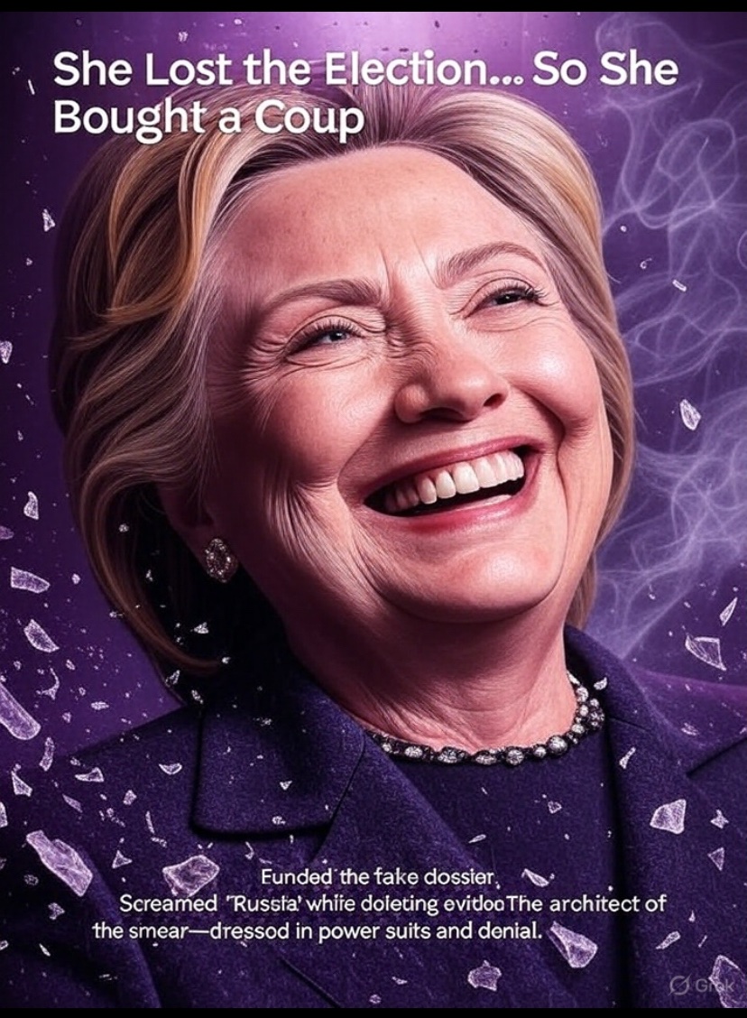 TriggeredTee's tweet image. She lost the election—so she tried to rig the Republic.
Hillary didn’t walk away quietly.
She paid for the hoax, spread the lie, and still plays the victim. 💾🔥
#ClintonCrimeSyndicate #CoupAttempt