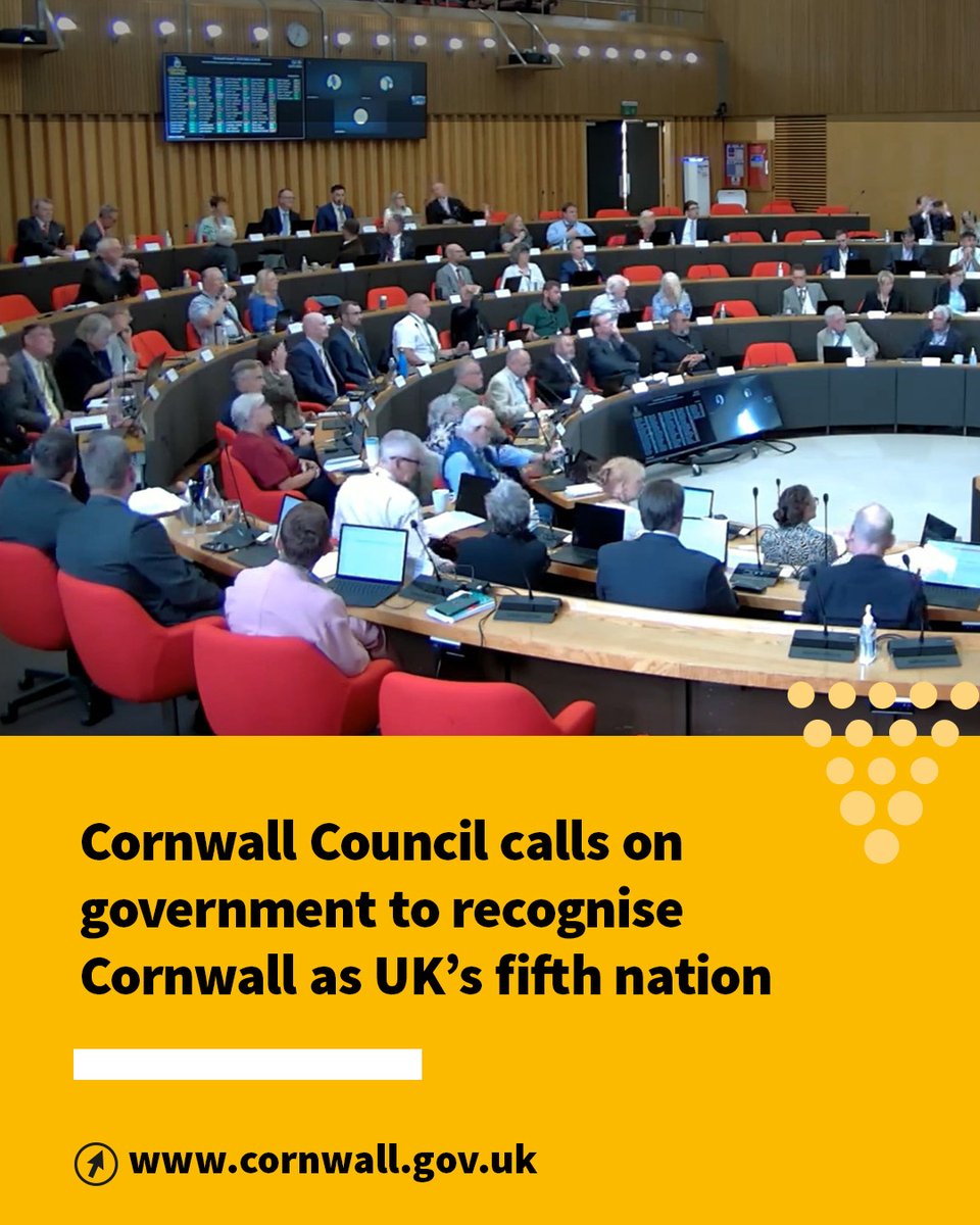 CornwallCouncil's tweet image. 〓〓 Cornwall Council has backed a motion calling on the government to formally recognise Cornwall as the fifth nation of the United Kingdom, alongside England, Scotland, Wales and Northern Ireland.
More on this ➡️ orlo.uk/Fifth_Nation_b…