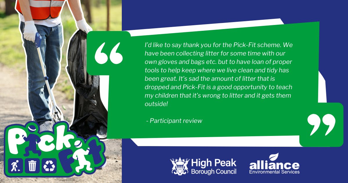 HighPeakBC's tweet image. Pick-Fit can help physical fitness, boost your mental health, contribute to maintaining a clean environment and support wildlife.
Earn a free week at the leisure centre to use on the gym or pool just by taking part!
Find out more and register for FREE highpeak.gov.uk/Pick-Fit