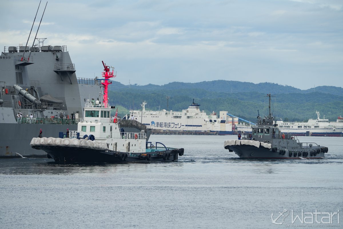 ddk121_ygm's tweet image. 2025/7/18
・YT11 曳船11号
大湊港務隊
・タグボート白神
青森タグボート㈱
青森港新中央埠頭
護衛艦むらさめ、てるづきの入港支援を行う様子。
青森港常駐タグが再び1隻となった為、艦艇寄港の際は久々に官民協力体制となった
#海上自衛隊
#支援船
#青森港