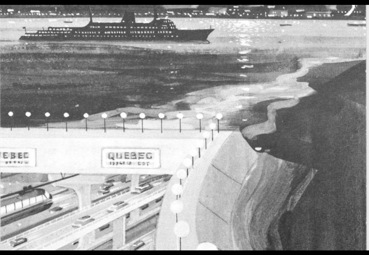 jfrcaron's tweet image. « Et pourquoi pas! Finis les embouteillages! À Québec, on veut aller de l'avant! Et vite! Un projet? Bien sûr! Car c'est à partir du projet qu'on obtient la réalisation. À Québec, tout bouge! Tout change! Y'a du nouveau dans l'air.»
Publicité des années 1960