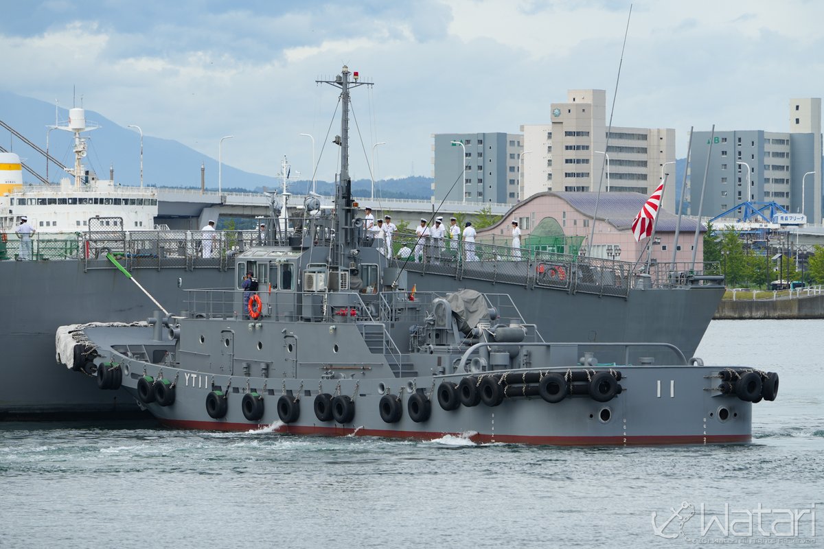 ddk121_ygm's tweet image. 2025/7/18
・YT11 曳船11号
大湊港務隊
・タグボート白神
青森タグボート㈱
青森港新中央埠頭
護衛艦むらさめ、てるづきの入港支援を行う様子。
青森港常駐タグが再び1隻となった為、艦艇寄港の際は久々に官民協力体制となった
#海上自衛隊
#支援船
#青森港