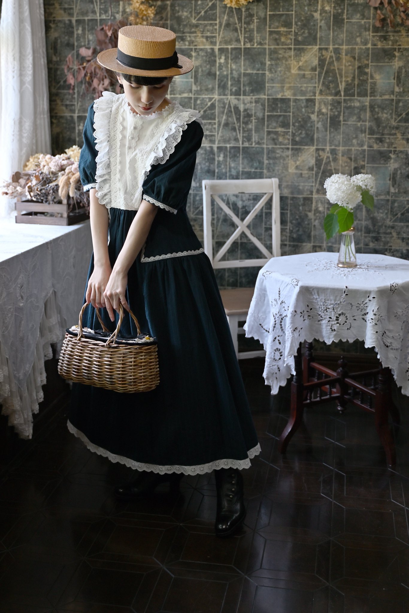 SERAPHIM グレー ロングドレス XS-Lサイズあり!!【SETTAN/セッタン】ワンピース/ レース